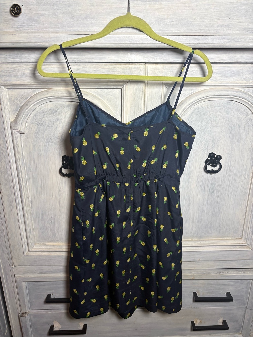 J.Crew Navy Pineapple Print Sundress Preppy Whimsical Romantic Tropical Twee - Picture 7 of 8